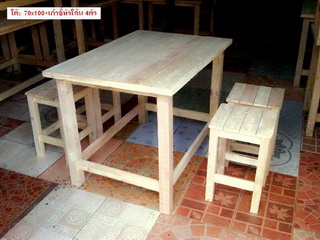 โต๊ะไม้สน 70x100x75ซม.พร้อมเก้าอี้4ตัว  